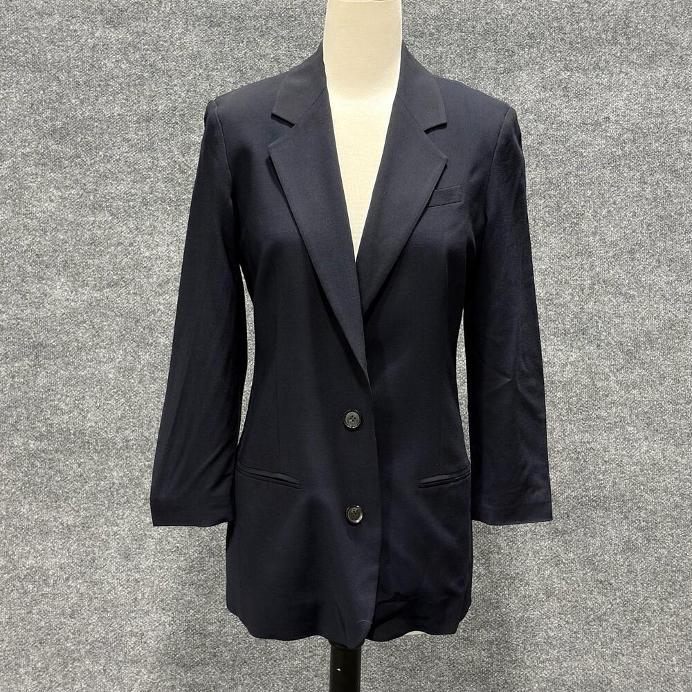 Vince Blazer Womens 6 Navy Longline Two Button Jacket Lined Career Workwear